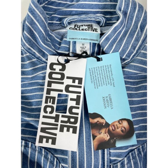 Future Collective X Gabriella Karefa-Johnson Womens Peplum Denim Jacket Medium - Picture 3 of 8